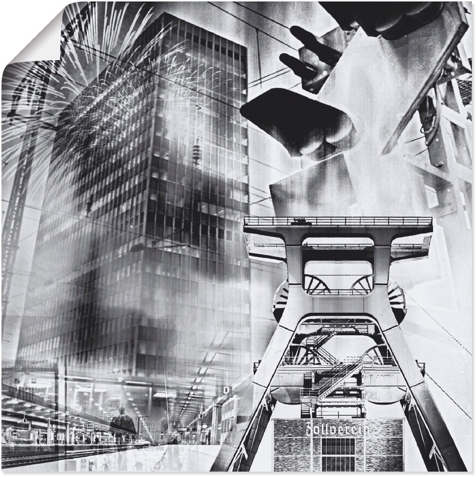 Artland Wandbild Essen Skyline Abstrakte Collage, günstig online kaufen