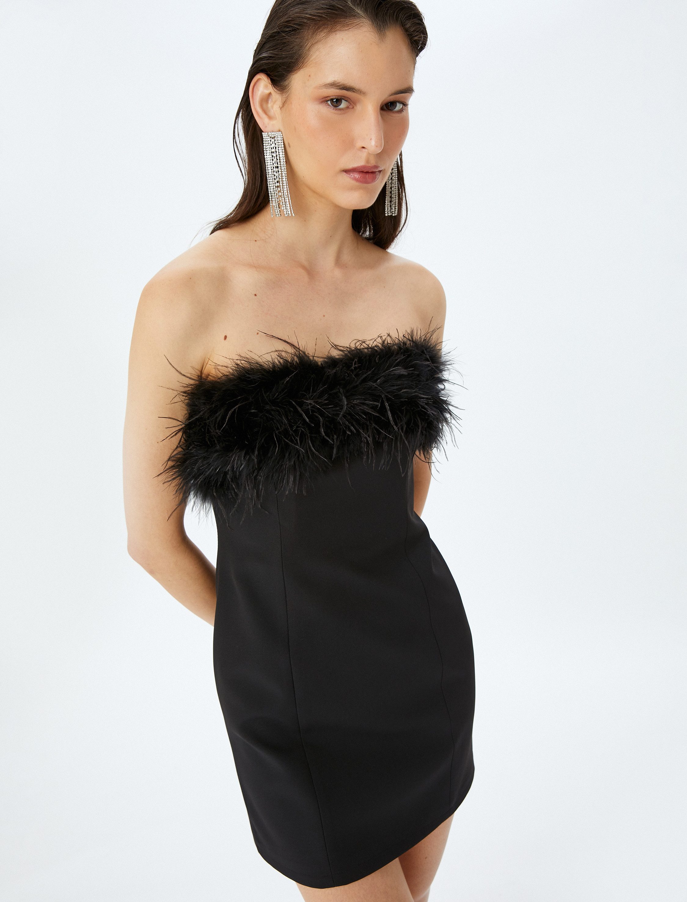 Koton Midikleid Koton Strapless Dress Mit Tüpfchen