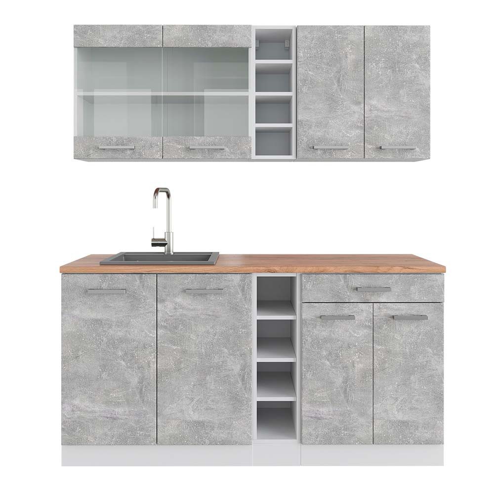 Vicco Кухниzeile R-Line, Beton/Weiß, 160 cm, AP Eiche