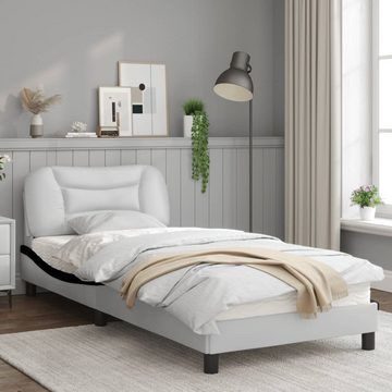 vidaXL Bett Bettgestell mit LED Weiß und Schwarz 90x190 cm Kunstleder