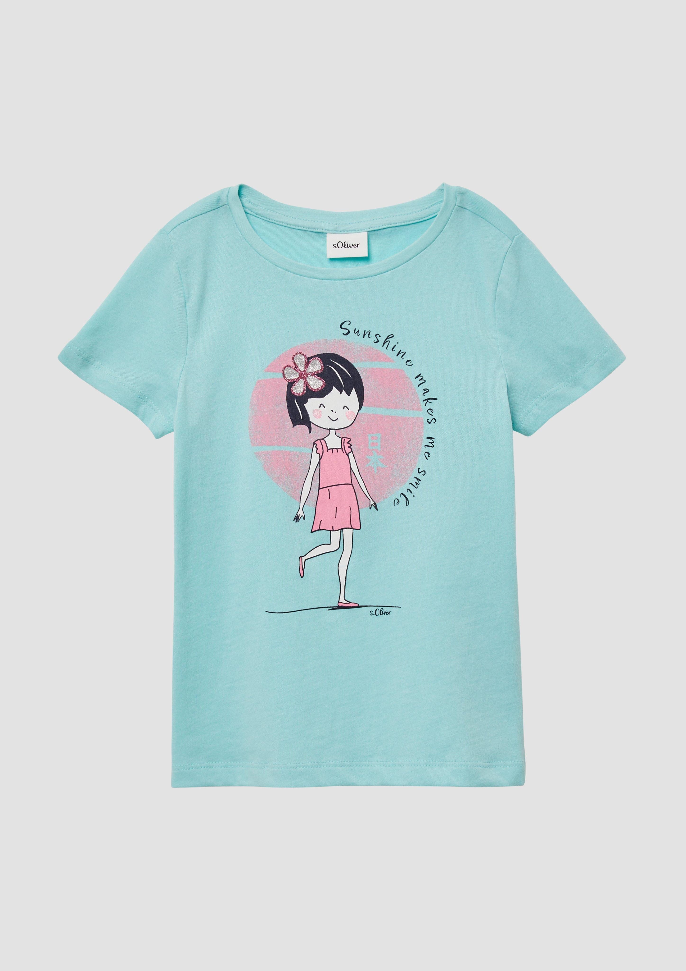 Kurzarmshirt T-Shirt mit Glitzerprint