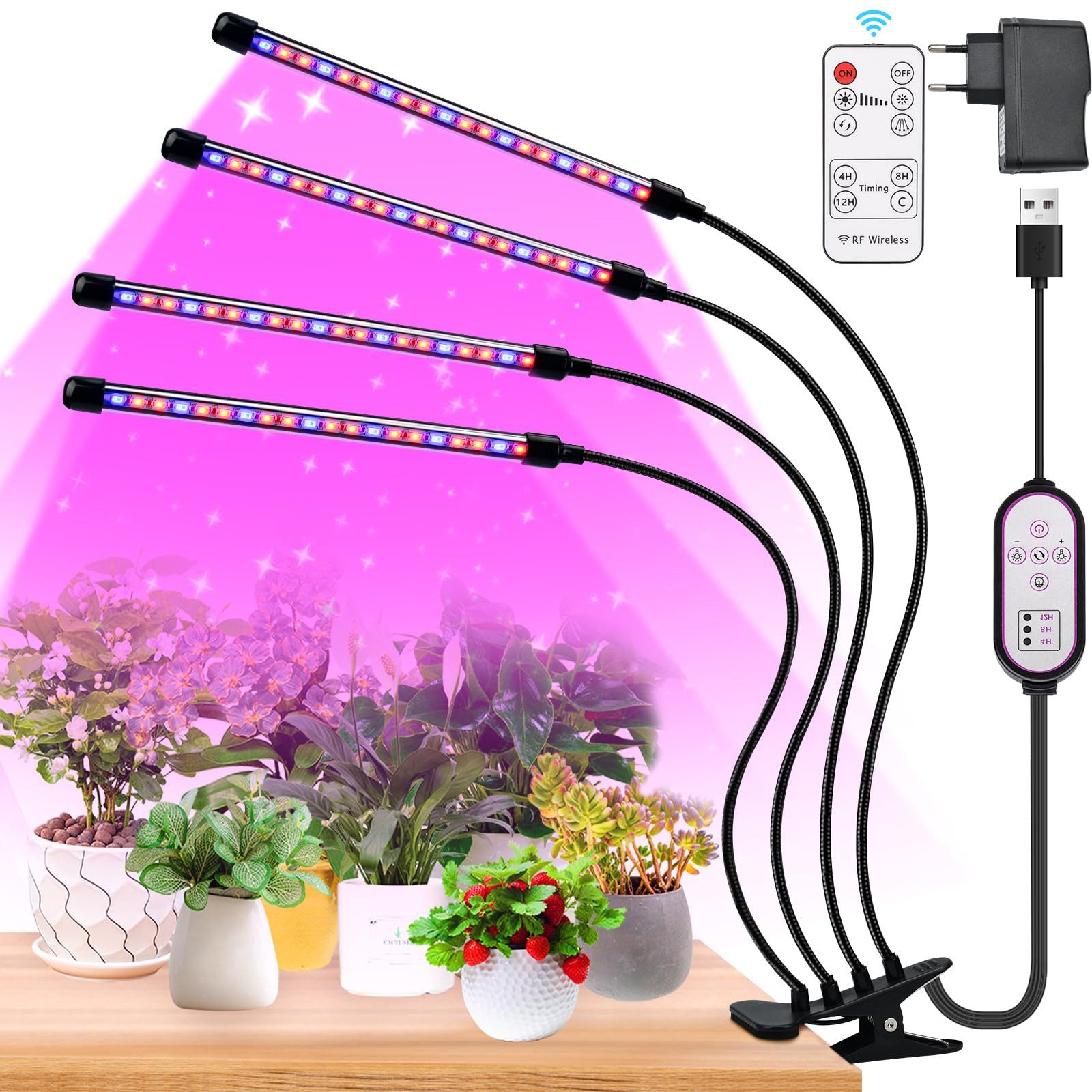 Kityhome Pflanzenlampe Pflanzenlampe LED-Wachstumslicht für Zimmerpflanzen, Pflanzenlicht, LED fest integriert, 360° drehbare Fernbedienung,3/9/12 H Auto Timer,10 Helligkeitsstufen