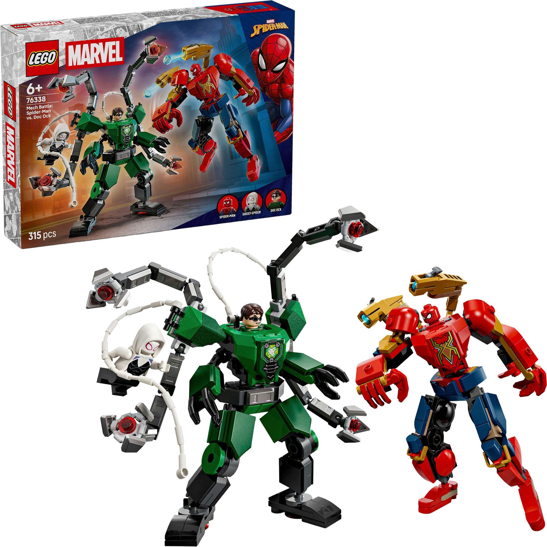 LEGO® Mech-Duell: Spider-Man vs. Doc Ock (76338), LEGO Super Heroes Konstruktionsspielsteine, (315 St), Made in Europe