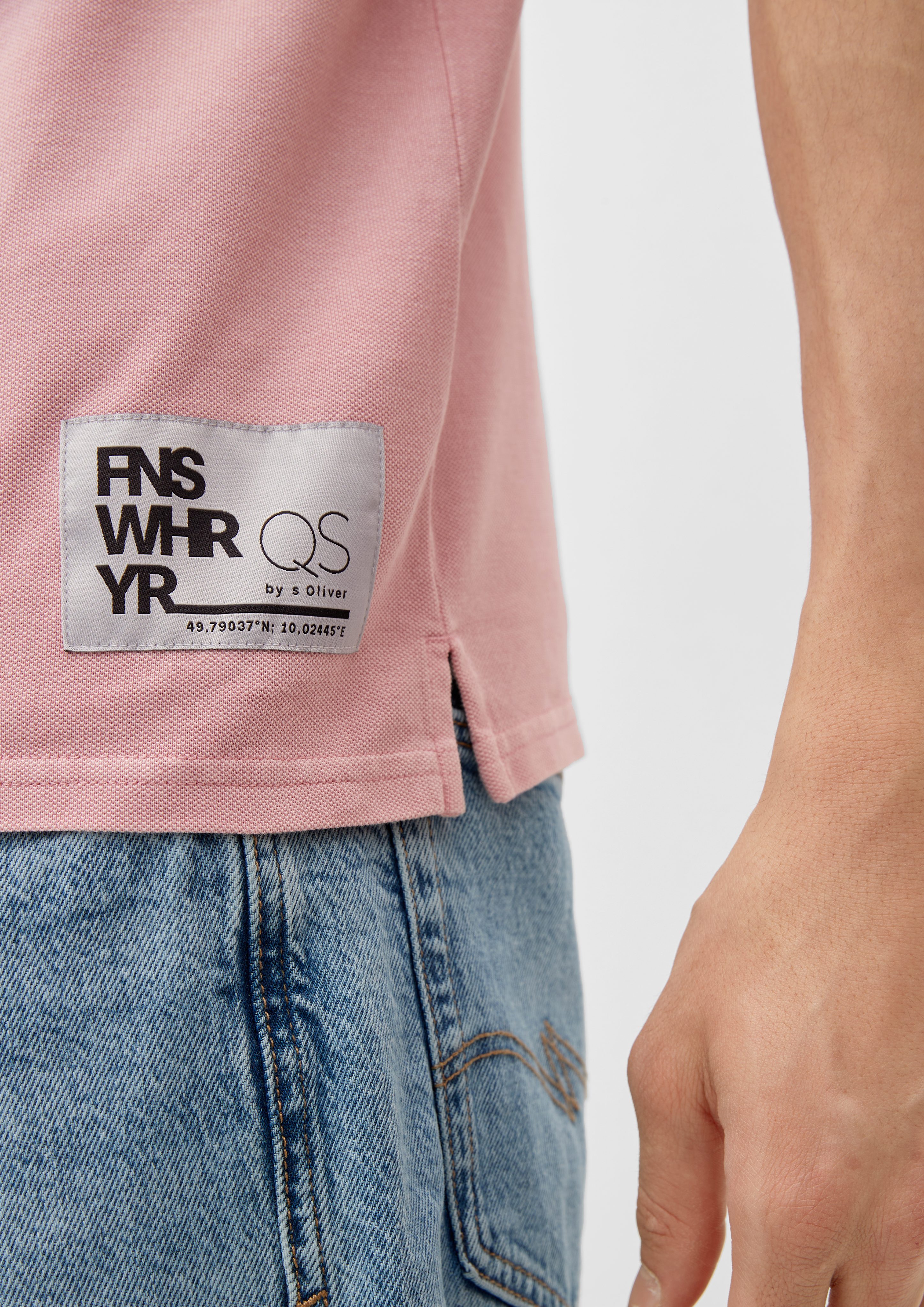 Label-Patch aus Poloshirt Poloshirt rosa Stickerei, Baumwollpiqué QS