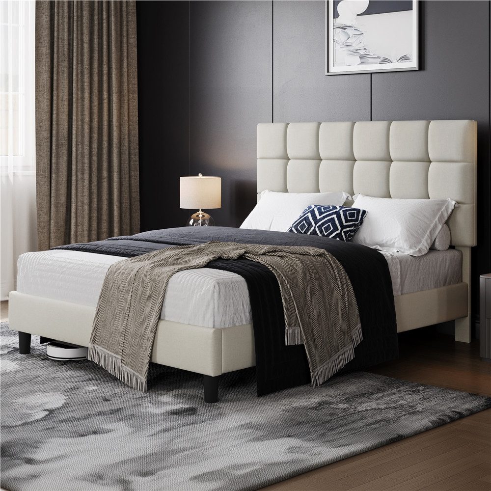 Yaheetech Polsterbett Bettgestell, Doppelbett mit Höhenverstellbarem Kopfte günstig online kaufen