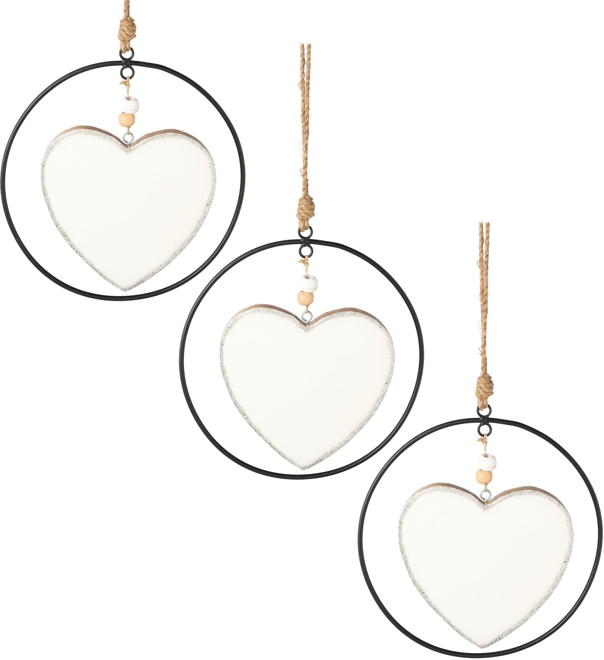 Creativ deco Dekohänger Weihnachtsdeko (Set, 3 St), mit Metallring und