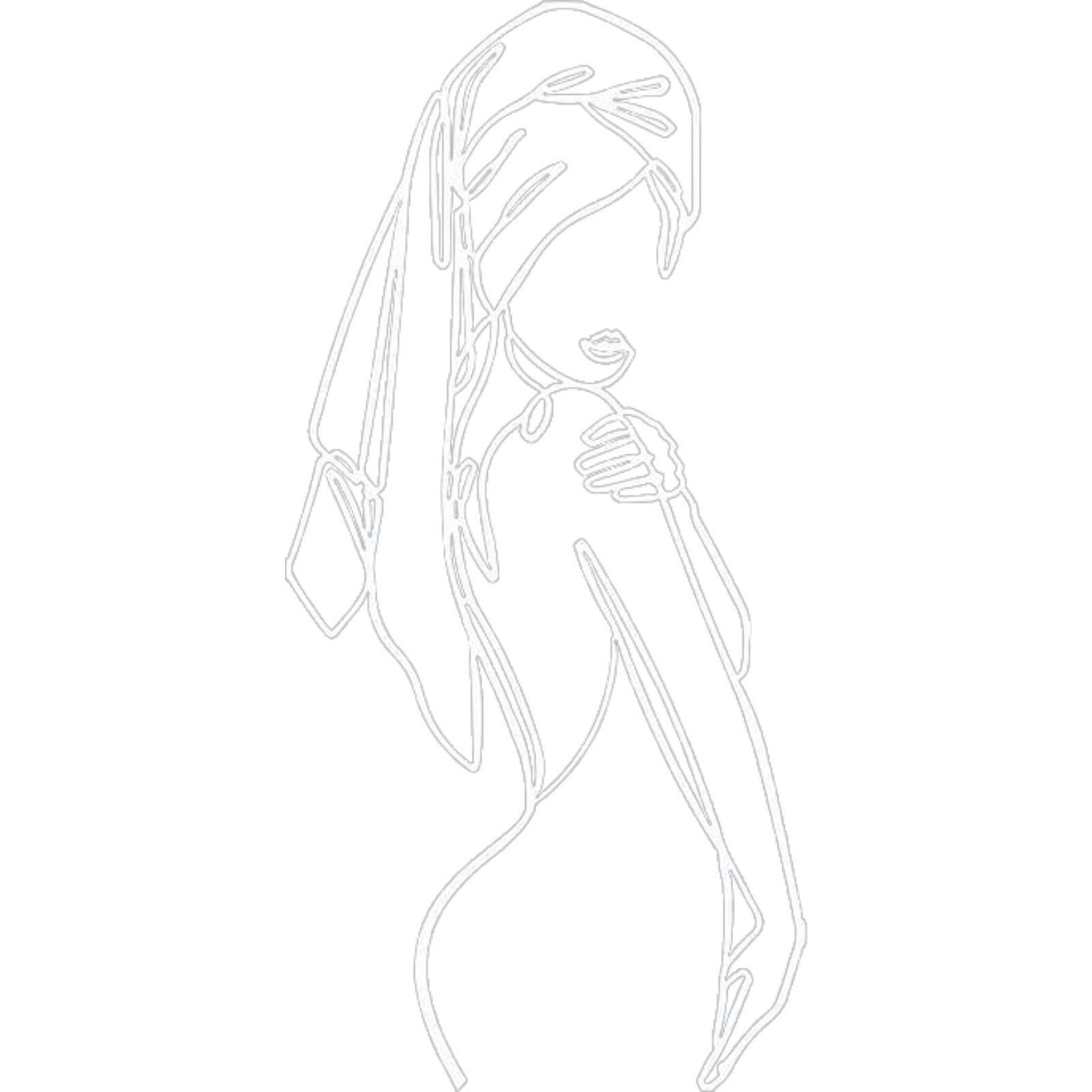 Jumpeak Wanddekoobjekt Weiblicher Linienzeichnung Metall-Kunstwanddekoration,Linienkunst, Hergestellt aus Metall,Schwarz, Weiß, Gold, Silber