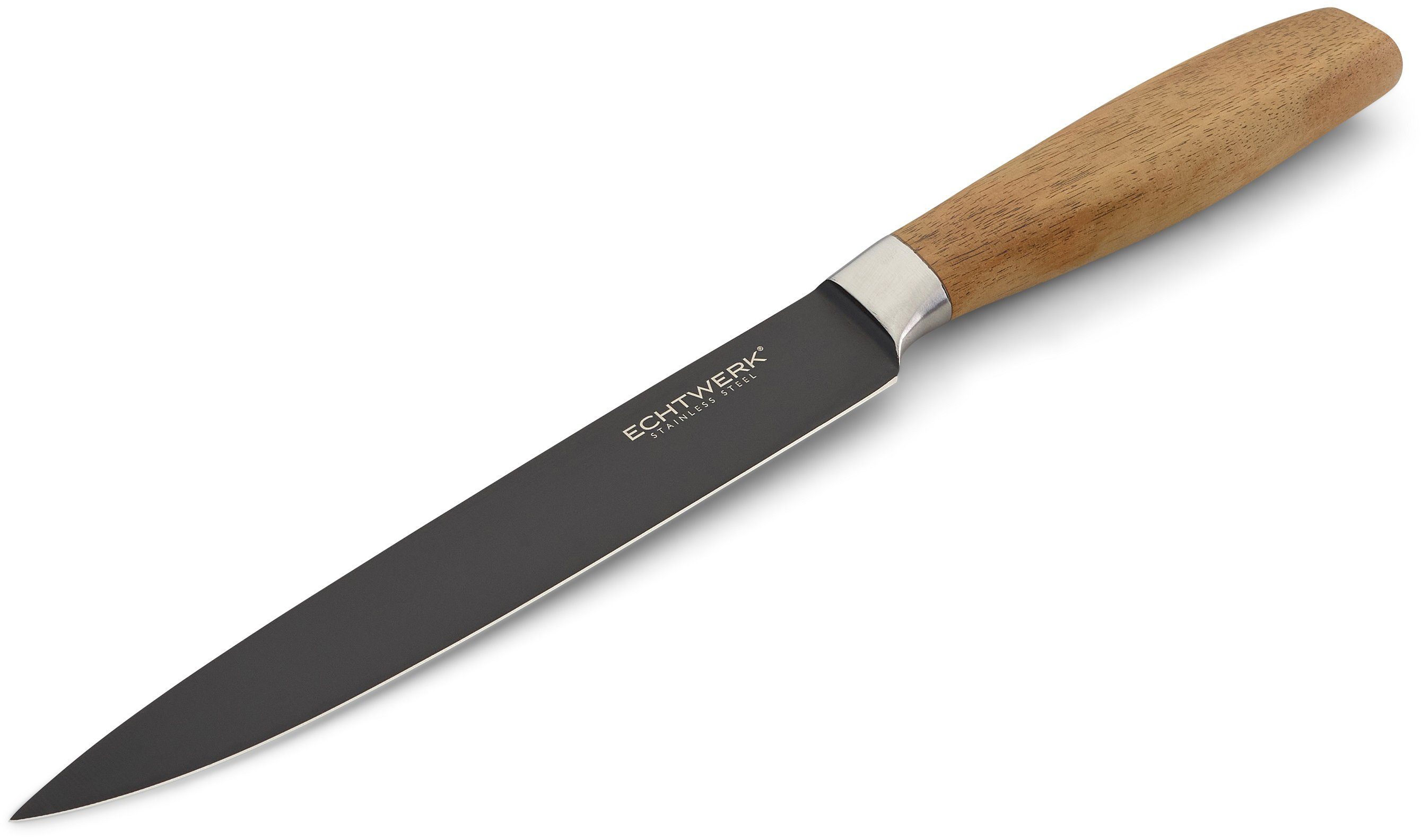 ECHTWERK Fleischmesser Classic, aus hochwertigem Stahl, Akazienholzgriff, Black-Edition, 20 cm