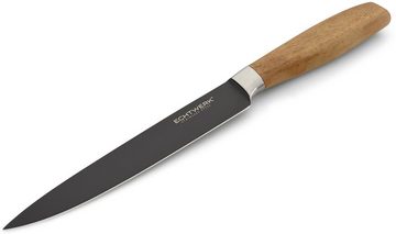 ECHTWERK Fleischmesser Classic, aus hochwertigem Stahl, Akazienholzgriff, Black-Edition, 20 cm