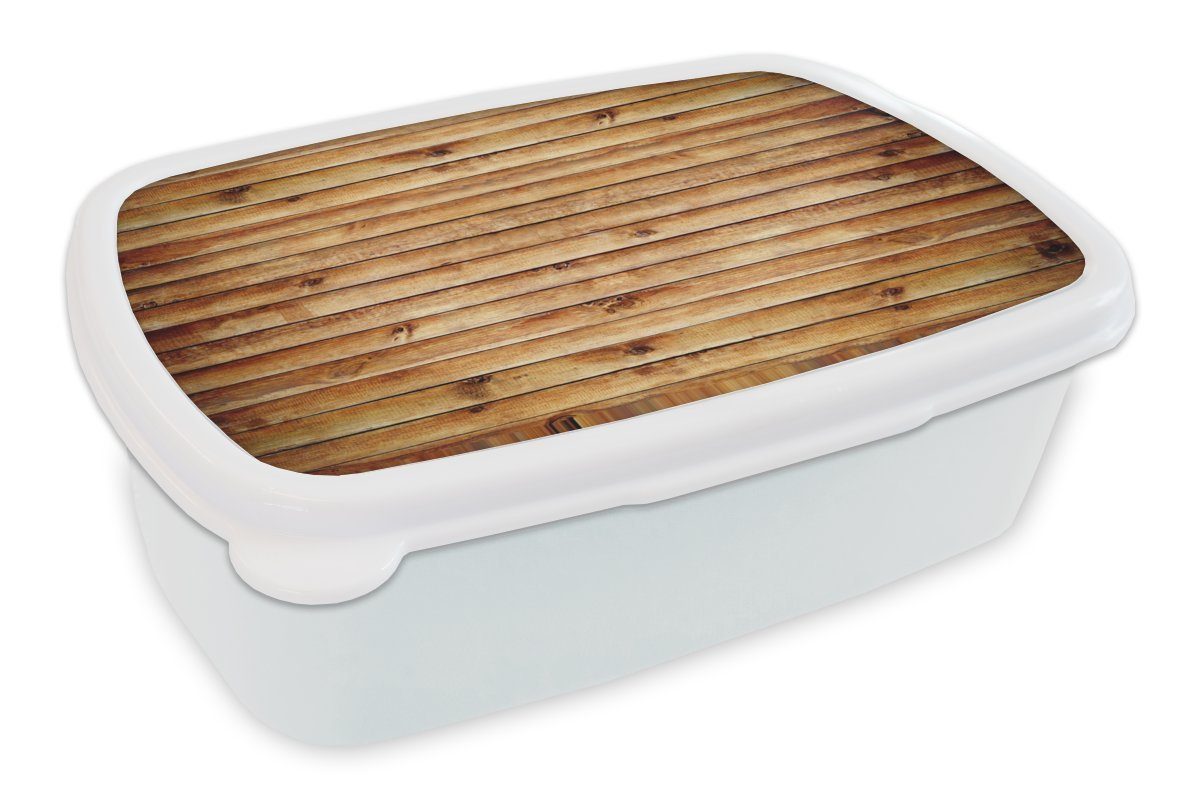 MuchoWow Lunchbox Wand - Regale - Holz, Kunststoff, (2-tlg), Brotbox für Kinder und Erwachsene, Brotdose, für Jungs und Mädchen weiß