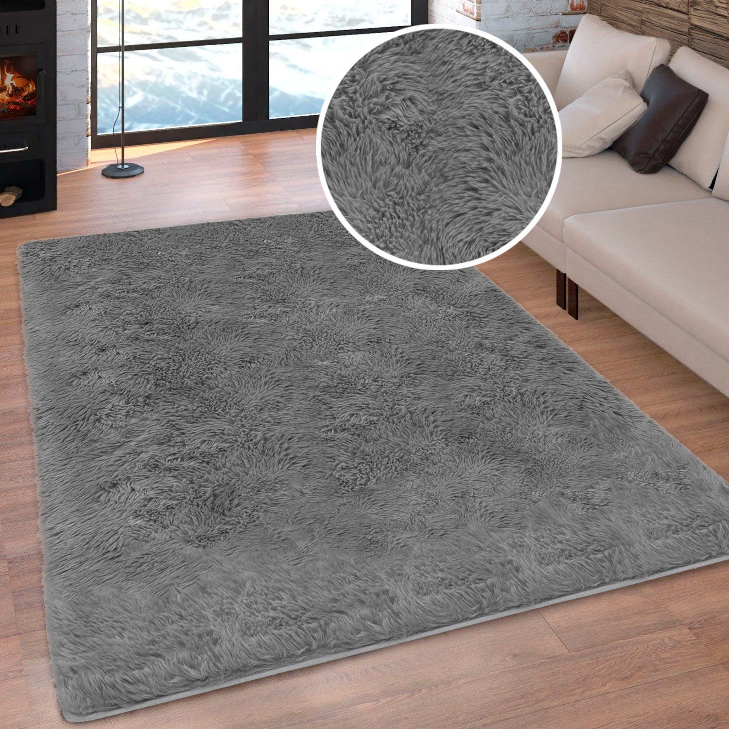 OTTO home Hochflor-Teppich Silky, besonders weich und kuschelig, sehr dichte Qualität, rechteckig, Höhe: 33 mm, rutschhemmend beschichtet, waschbar, uni, Wohnzimmer, Schlafzimmer