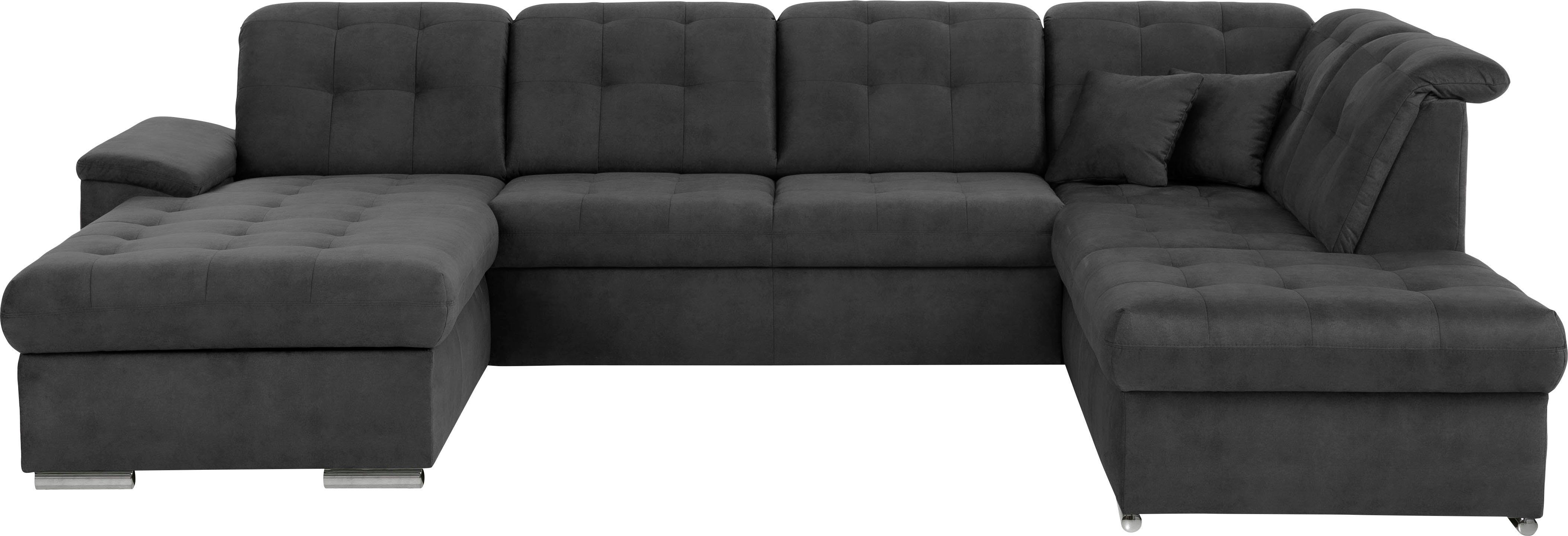 6x Wohnlandschaft, 4 Kopfteilverstellung, Bettfunktion sofa grey fashion mit Bettkasten Teile, exxpo Wahlweise - und