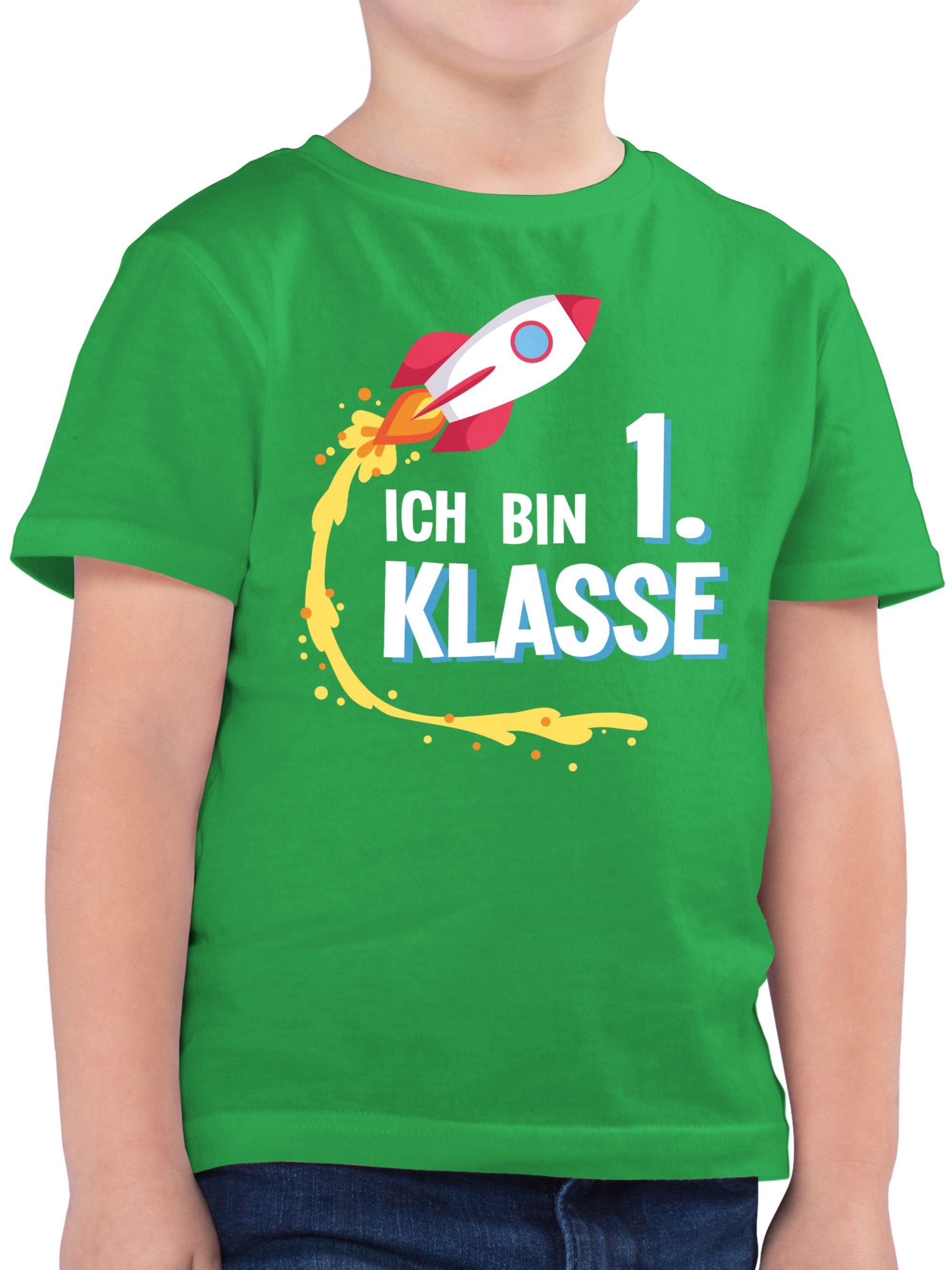 T-Shirt Rakete Schulanfang Geschenke bin Ich Shirtracer Einschulung Klasse Junge 1. 3 Grün