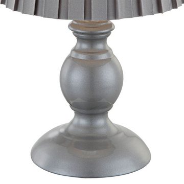 etc-shop Tischleuchte, Leuchtmittel nicht inklusive, Nachttischleuchte Tischlampe Beistellleuchte grau Textil