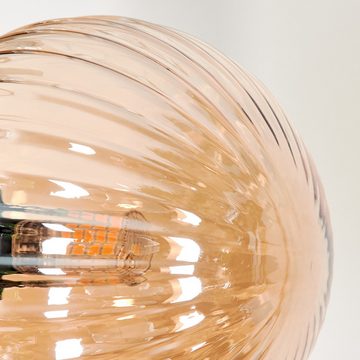hofstein Stehlampe Stehlampe aus Metall/Riffelglas in Schwarz/Bernstein/Klar, ohne Leuchtmittel, Leuchte, Schirme aus Glas (10cm, 12cm), 5x G9, ohne Leuchtmittel