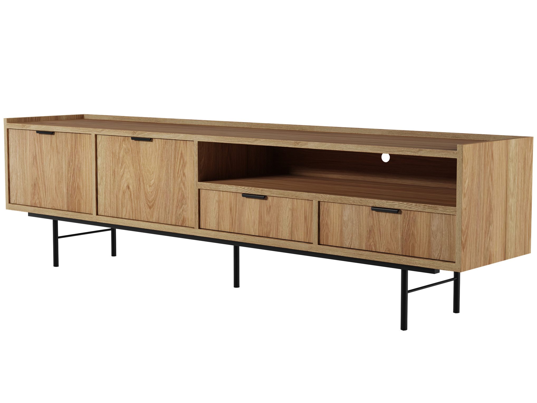 Beautysofa TV-Schrank Evron mit 2 Schubladen, 2 Türen und offene Ablage (zwei moderne Farben zur Auswahl) Breite: 200 cm