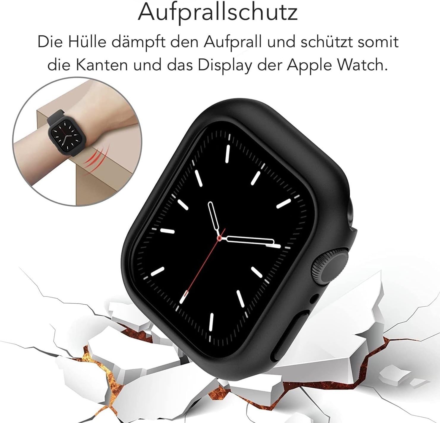 AVANA Smartwatch-Hülle für Apple Watch Series 11 10 42mm / 46mm Hülle Schutzhülle Case Cover, PC, offenes Display, Schwarz