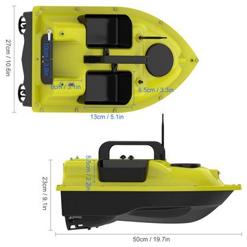 Tidyard RC-Boot GPS Fischerköderboot mit 3 Köderbehältern,5200 mAh,500 m,4.4lb Köder, wiederaufladbaren Akku,Nachtlichter