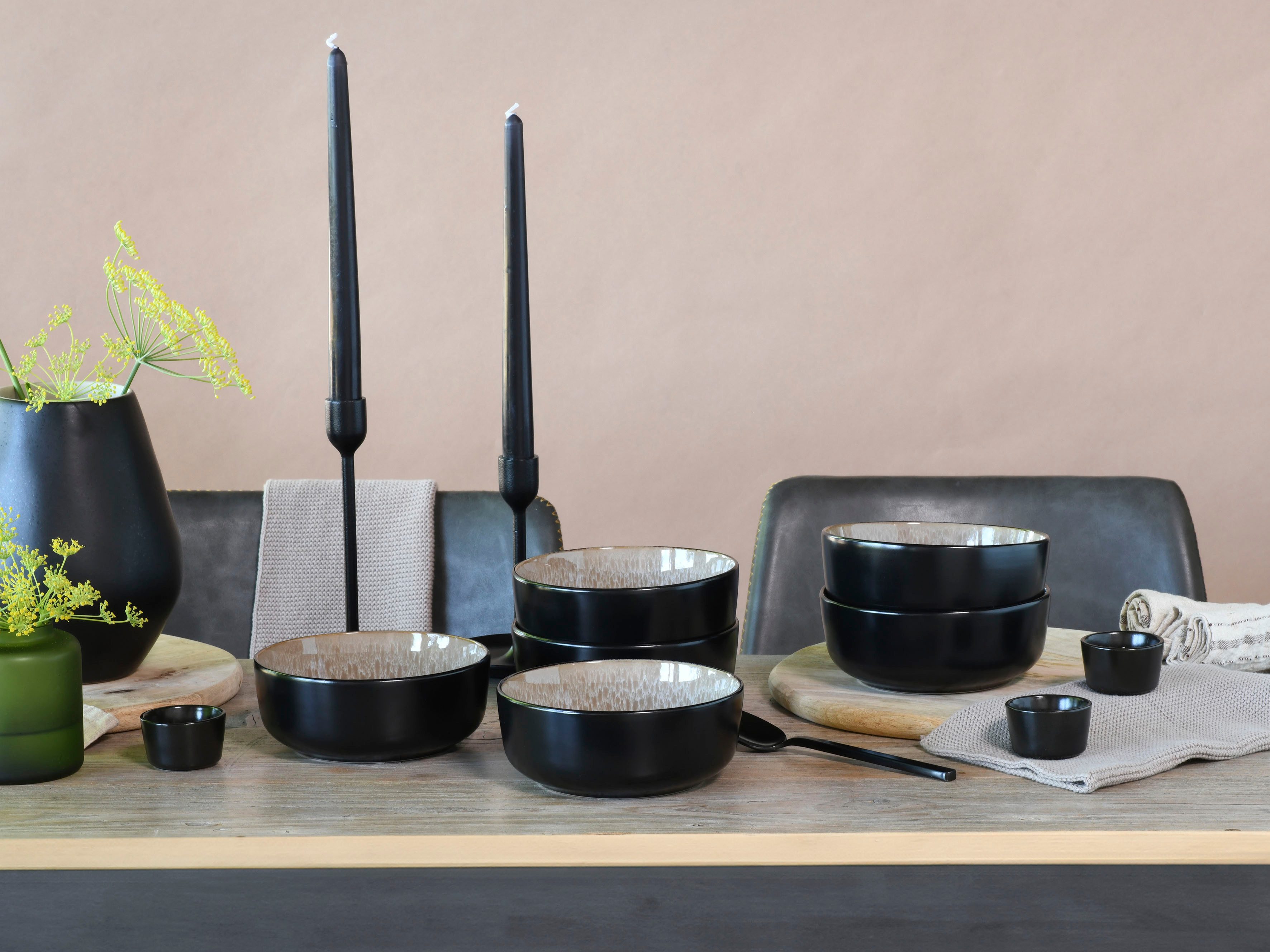 OTTO home Müslischale modernes Schüssel-Set Novalee, Geschirr-Set, Bowl, Steinzeug, (Set, 6-tlg), hohe Haltbarkeit, spülmaschinen- & mikrowellengeeignet, Reaktivglasur