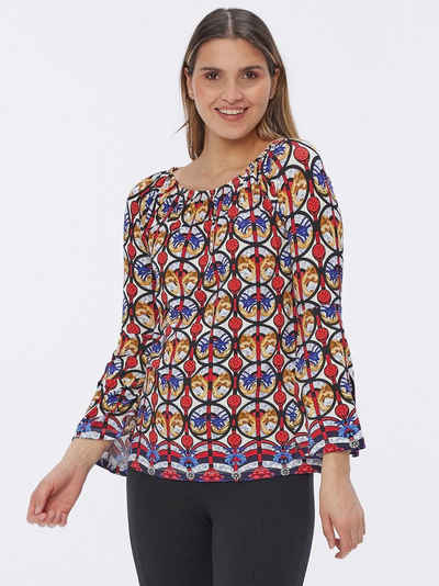 atinka Carmenshirt Schlupfbluse mit Allover Muster