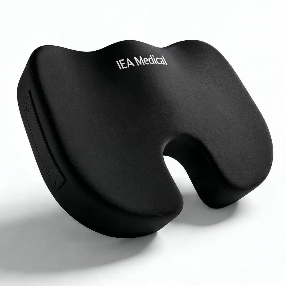 IEA Medical Sitzkissen orthopädisch, Memory Schaum hart, ergonomisches Steißbeinkissen, Entlastung für Rücken, Büro & Auto