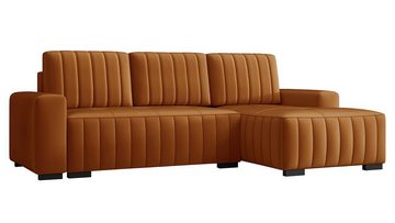 MIRJAN24 Ecksofa Hugo, mit Bettkasten und Schlaffunktion, Eckcouch für Wohnzimmer, Holzfüße, L-Form Sofa