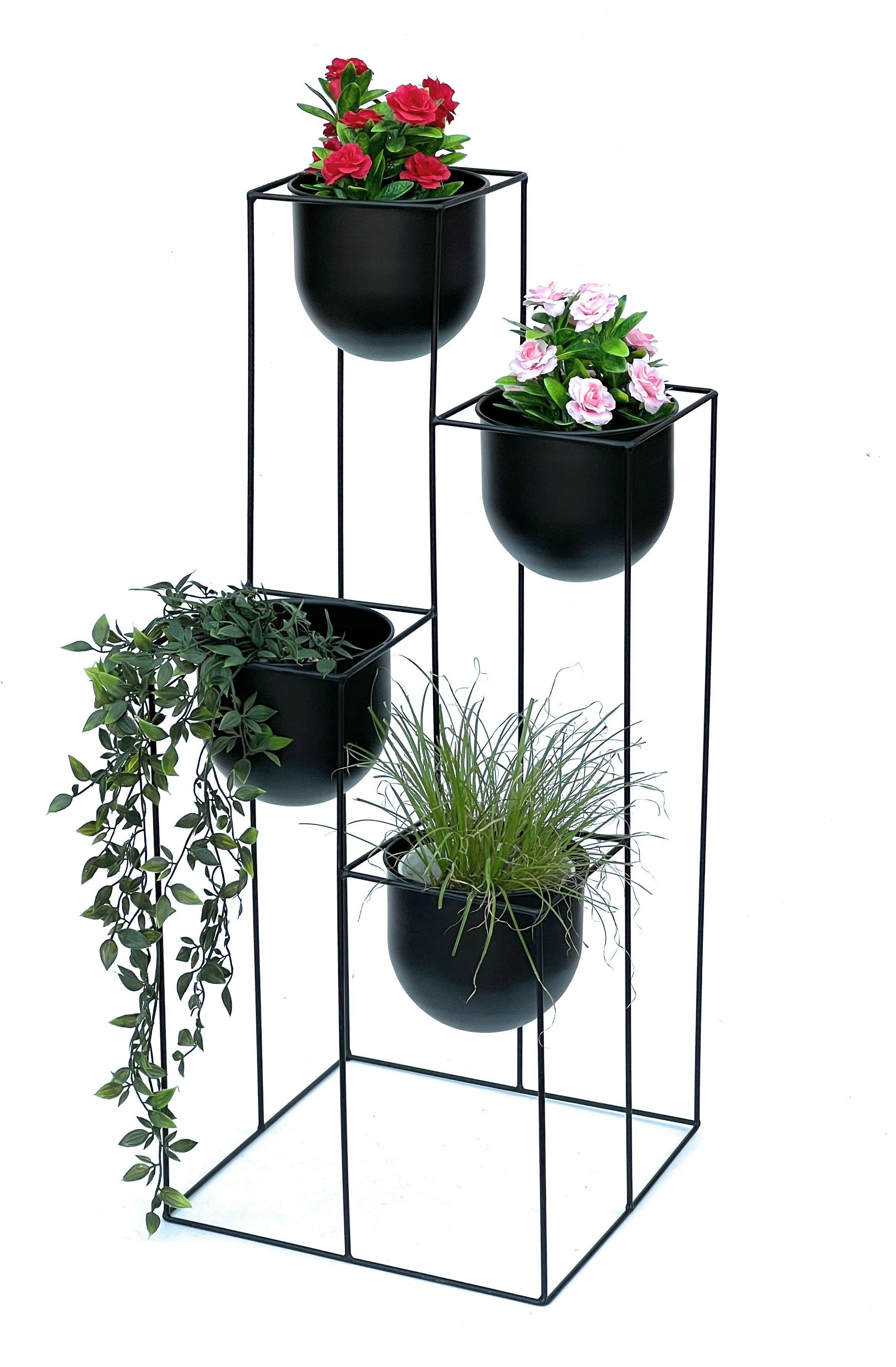 210015 Metall 90 Schwarz cm Blumentreppe Pflanzentreppe Blumenständer DanDiBo