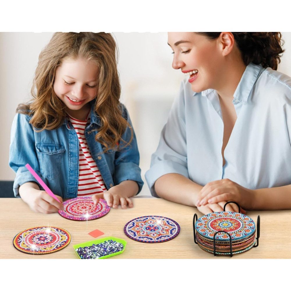 Zaewry Getränkeuntersetzer 10 STK Diamond Painting Untersetzer Mit Halter, für Anfänger, Erwachsene & Kinder, 10-tlg., DIY Mandala Diamant Tassenuntersetzer – Bild 3 von 4