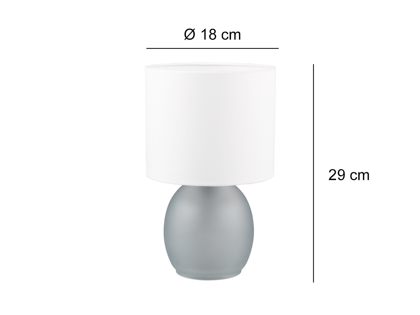 LED Fensterbank H:29cm dimmbar Dimmfunktion, kleine LED meineWunschleuchte Nachttischlampe, Design-klassiker Glas-fuß Grau warmweiß, für wechselbar,