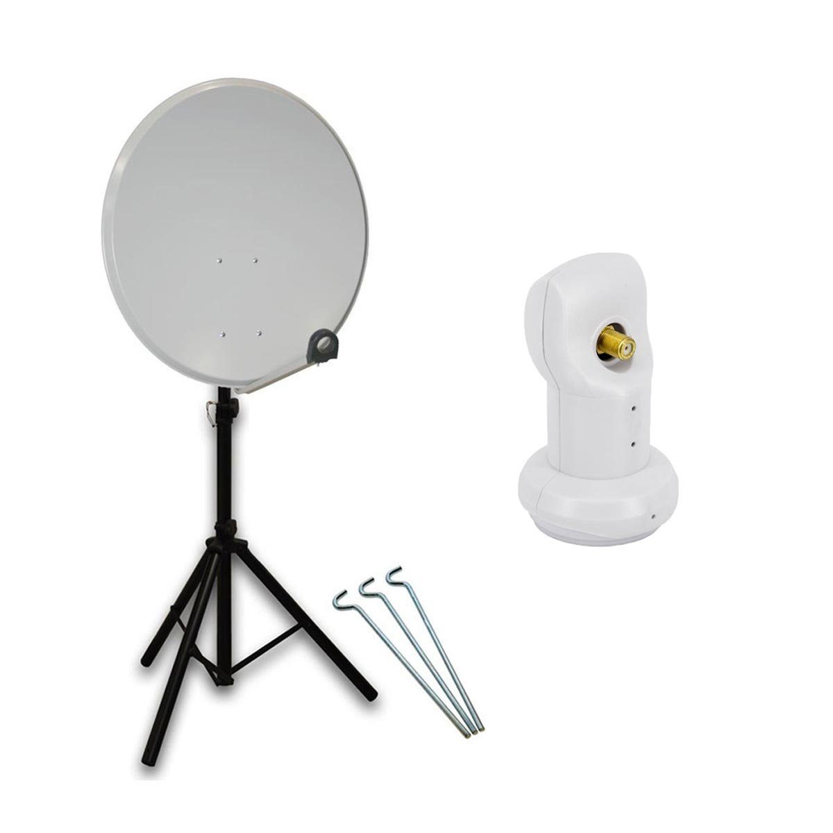 mobile Camping Sat Anlage 60cm Antenne Single LNB Stativ SAT-Antenne