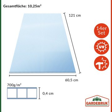 Gardebruk Hohlkammerplatte, (14-St), 14x Polycarbonat Hohlkammerstegplatten 50x Edelstahl