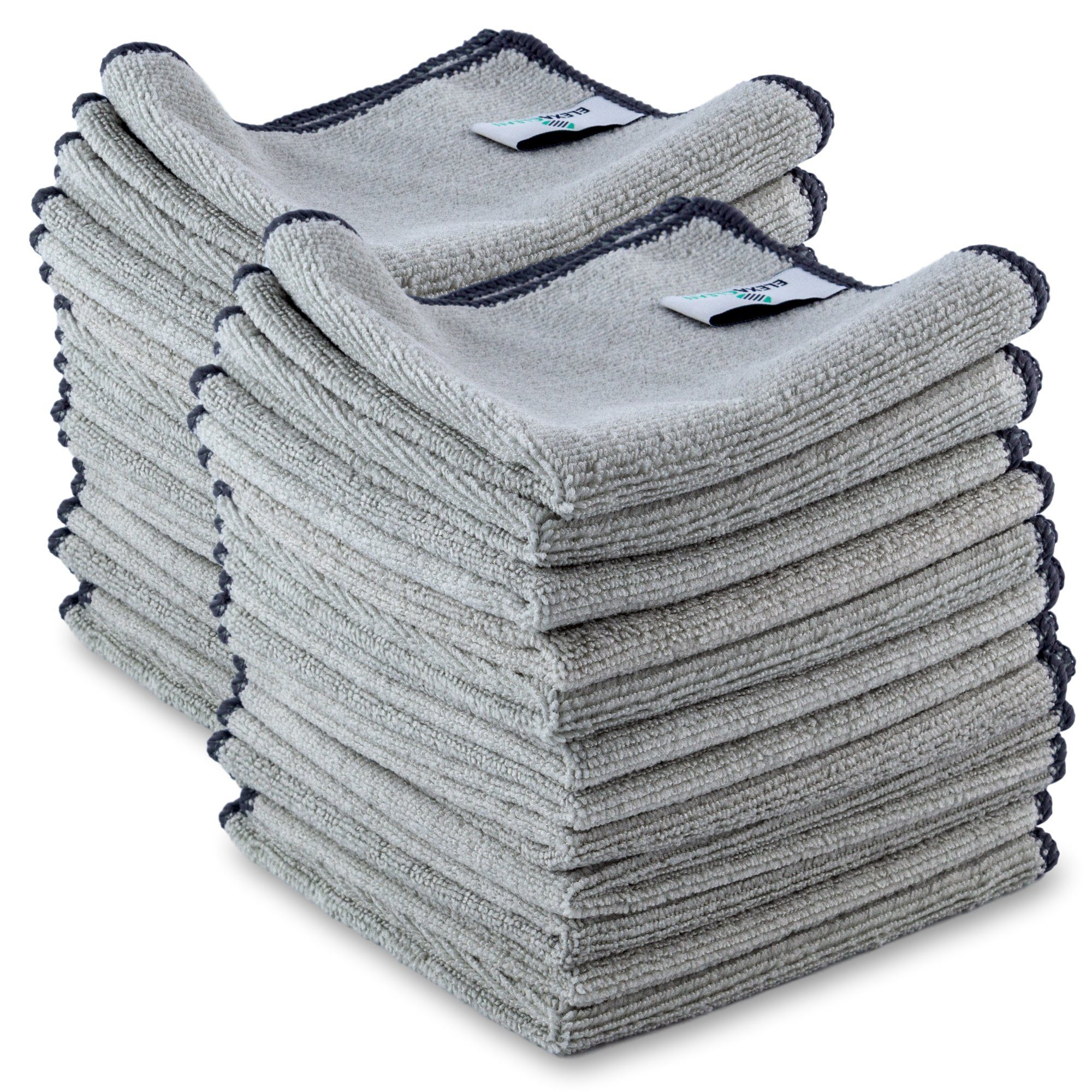 ELEXACLEAN Universal Reinigungstücher Mikrofasertuch (80% Polyester, 20% Polyamid (Mikrofaser), 30x30 cm, Set, 24-tlg., 30x30 cm, fusselfrei, streifenfrei, saugfähig)