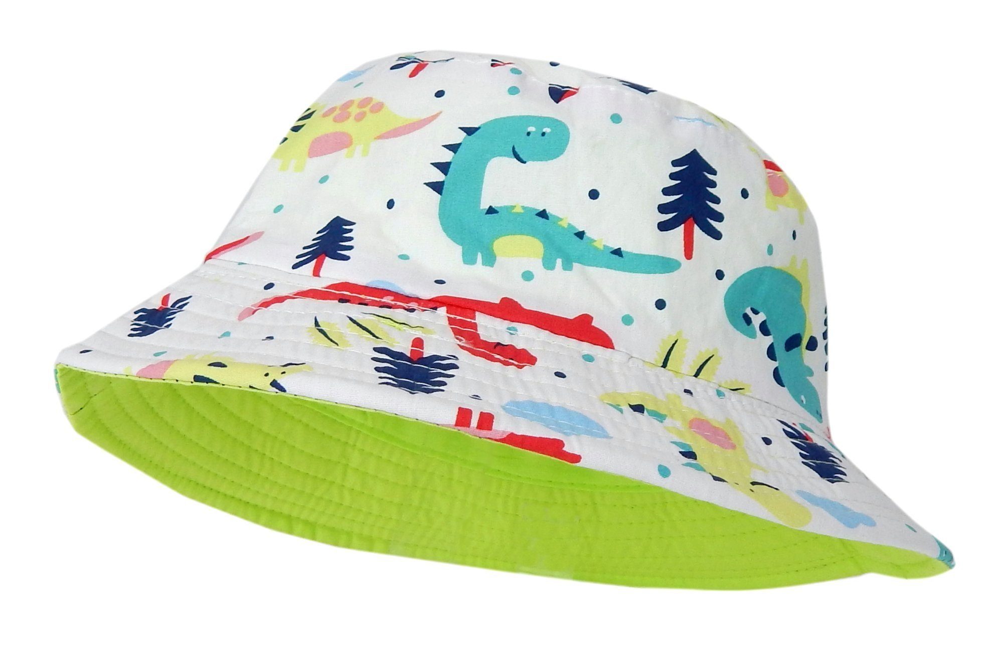 Ella Jonte Sonnenhut Bucket Hat weiss bunt Dinos Wendehut Baumwolle 54 cm