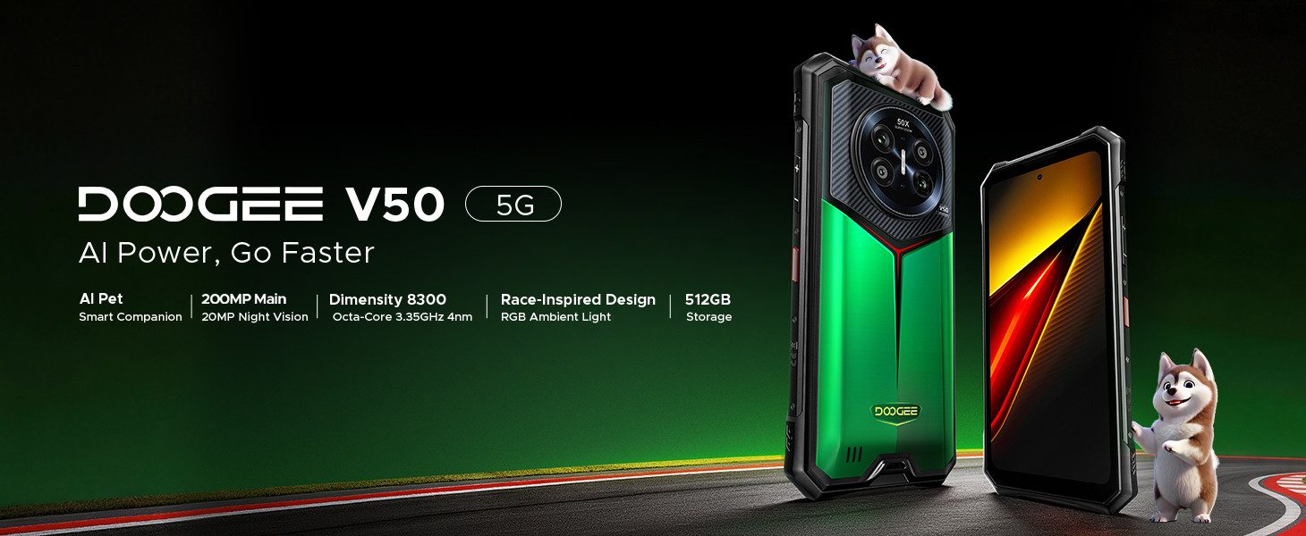 DOOGEE 2026 Smartphone Outdoor Handy DOOGEE V50 16/512GB Android16 oukitel Smartphone (6,78 Zoll FHD+ 120Hz, 11000mAh, 66W, 200MP Quad-Kamera, Android 16)