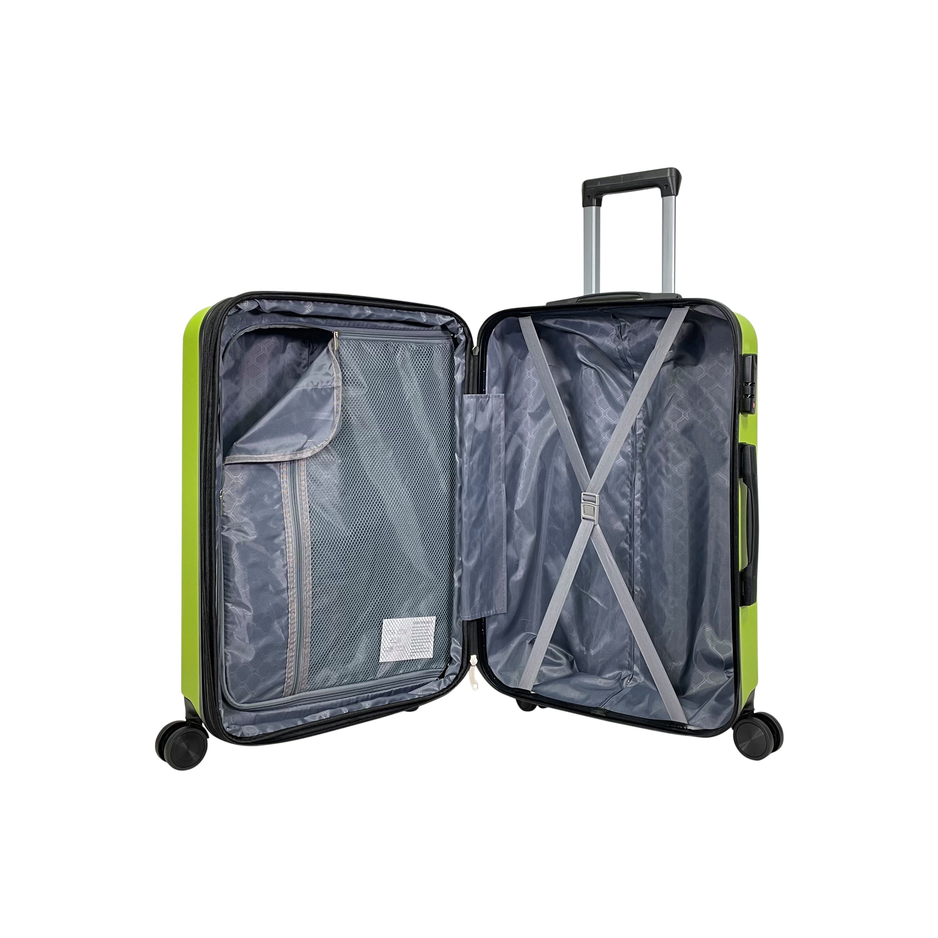 ABS MTB erweiterbar (Handgepäck-Mittel-Groß-Set) Hartschalen Reisekoffer Grün Koffer