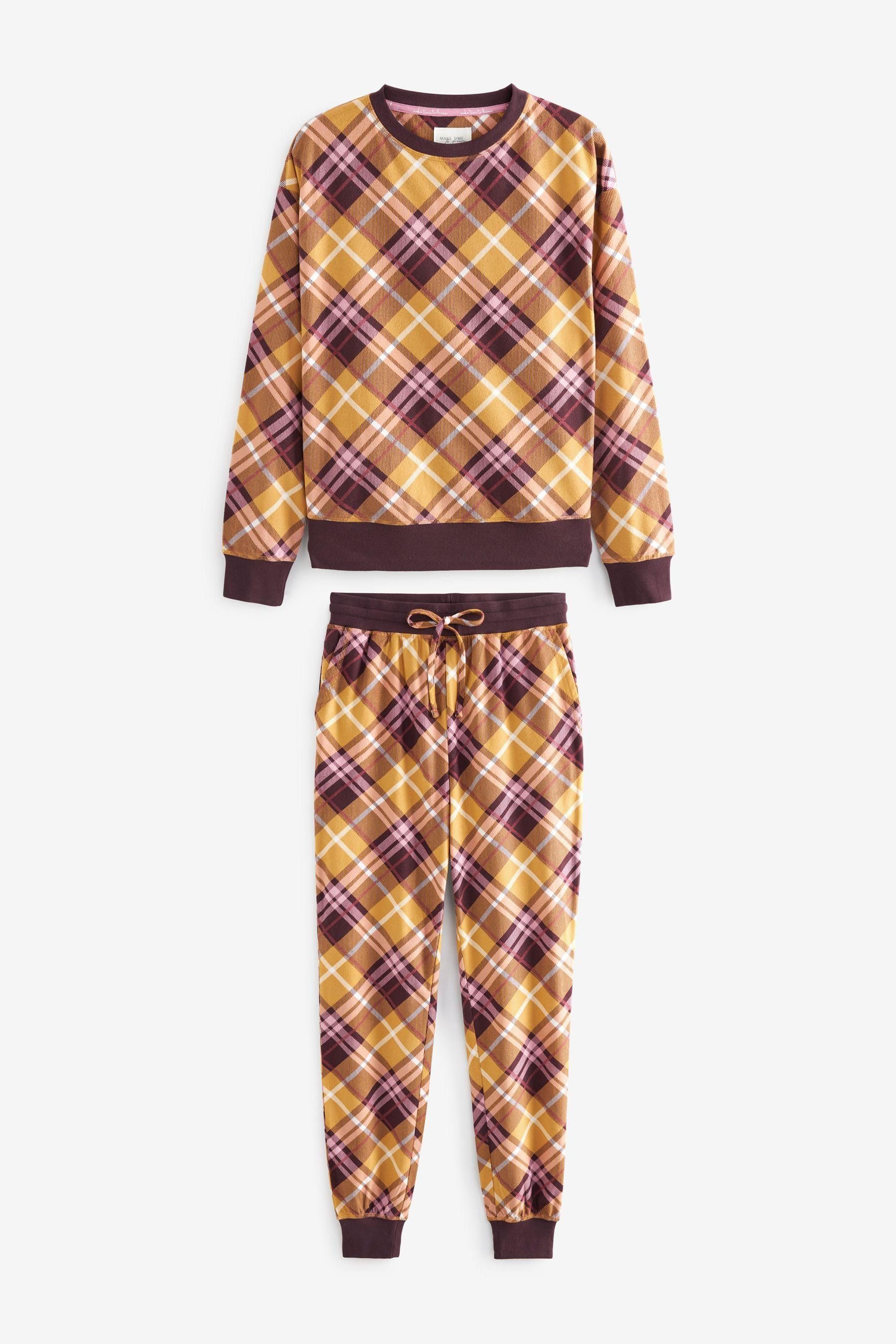 Next tlg) Pyjama Bequemer (2 Pyjama Ochre Yellow Check
