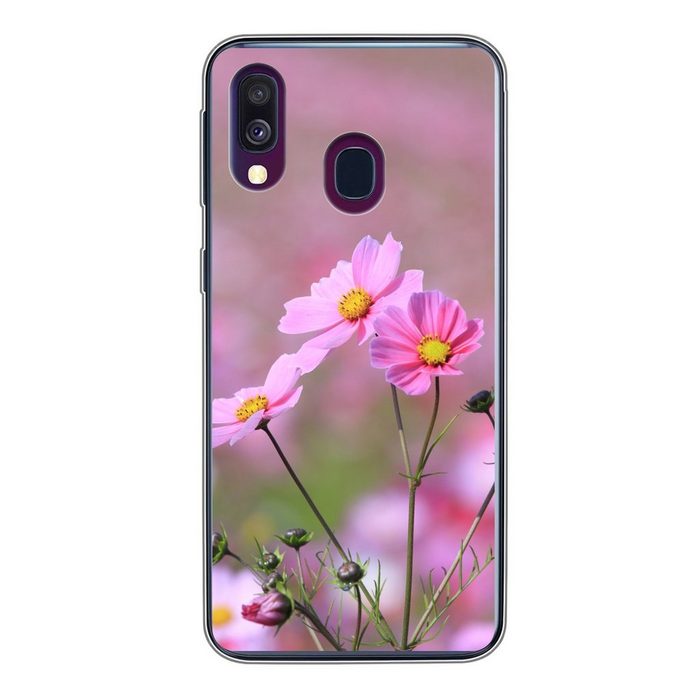 MuchoWow Handyhülle Blumen - Draußen - Rosa Handyhülle Samsung Galaxy A40 Smartphone-Bumper Print Handy