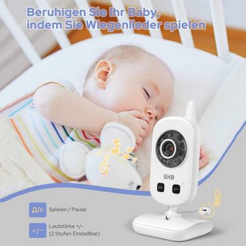 BUMHUM Video-Babyphone Babyphone mit Kamera Video Baby Monitor 2,4 GHz Gegensprechfunktion, ECO Modus Nachtsicht Temperatursensor Schlaflieder Lange Akkulaufzeit, 480p