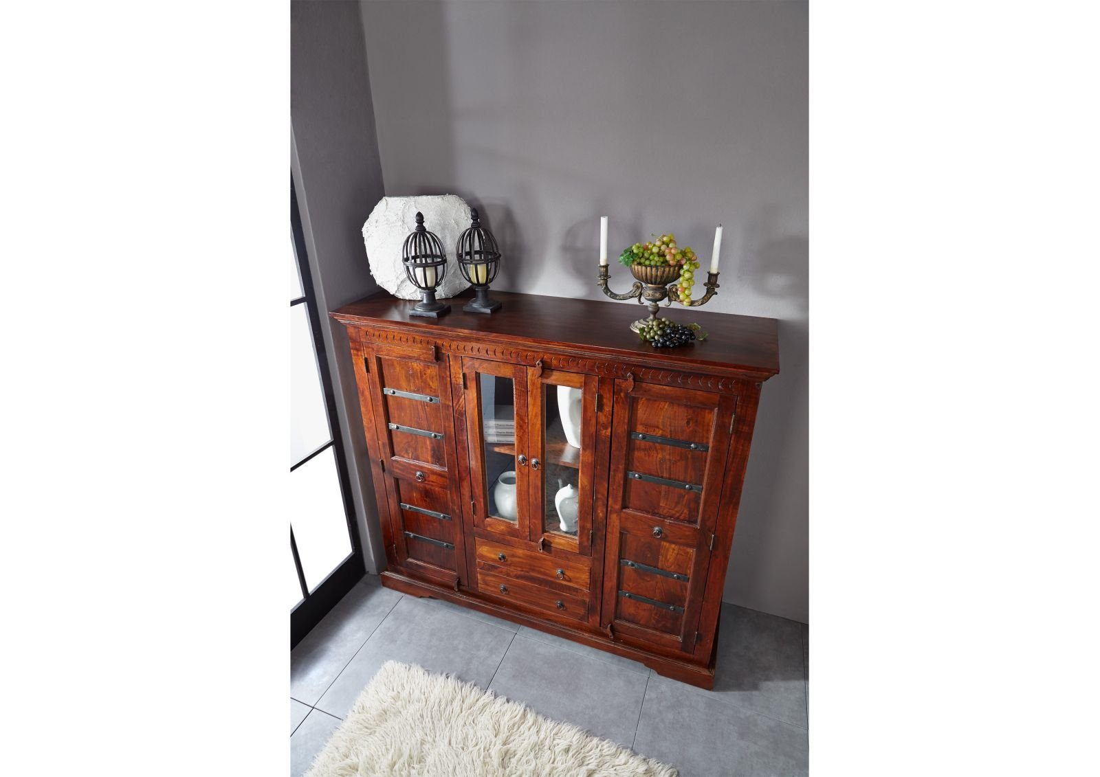 Massivmoebel24 Highboard (Massivholz), Highboard Akazie 160x50x142 günstig online kaufen