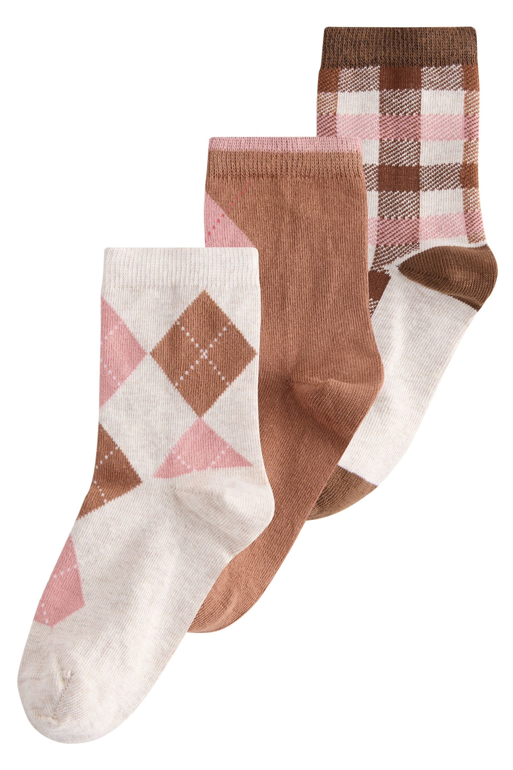 Kurzsocken Söckchen im Argylemuster 3er-Pack