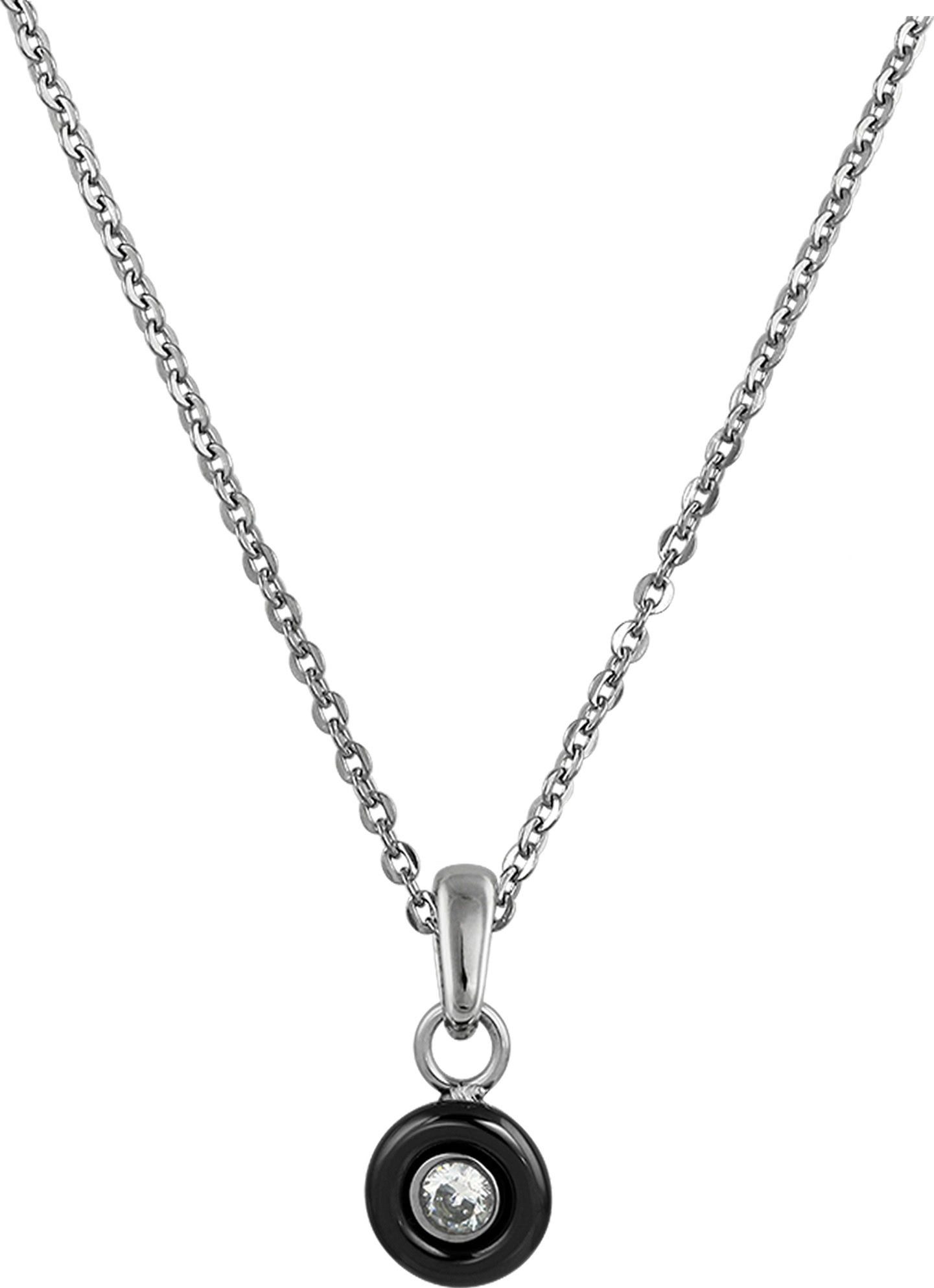 Edelstahl Edelstahlkette Stein Halsketten Halskette (Stein) Steel) aus schwarz Damen silber Amello (Halskette), Amello (Stainless
