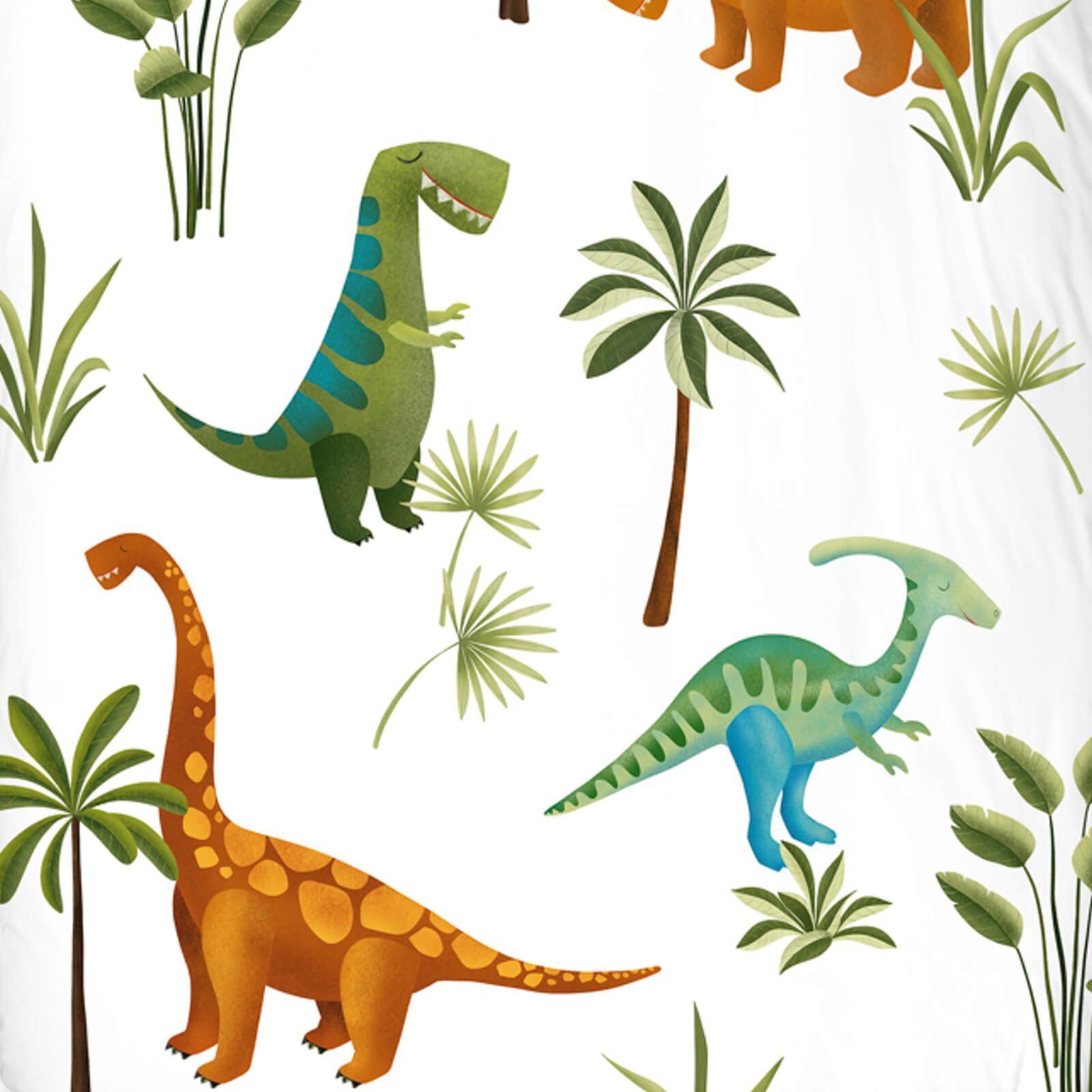 good morning Bettwäsche Jurassic Park 20014 White, Baumwolle, 2 teilig, Dinosaurier, Urzeit, Palmen – Bild 4 von 5