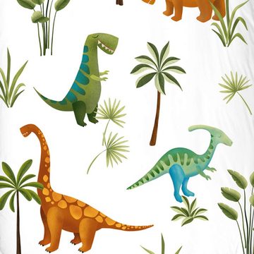Bettwäsche Jurassic Park White, ESPiCO, Baumwolle, 2 teilig, Dinosaurier, Urzeit, Palmen