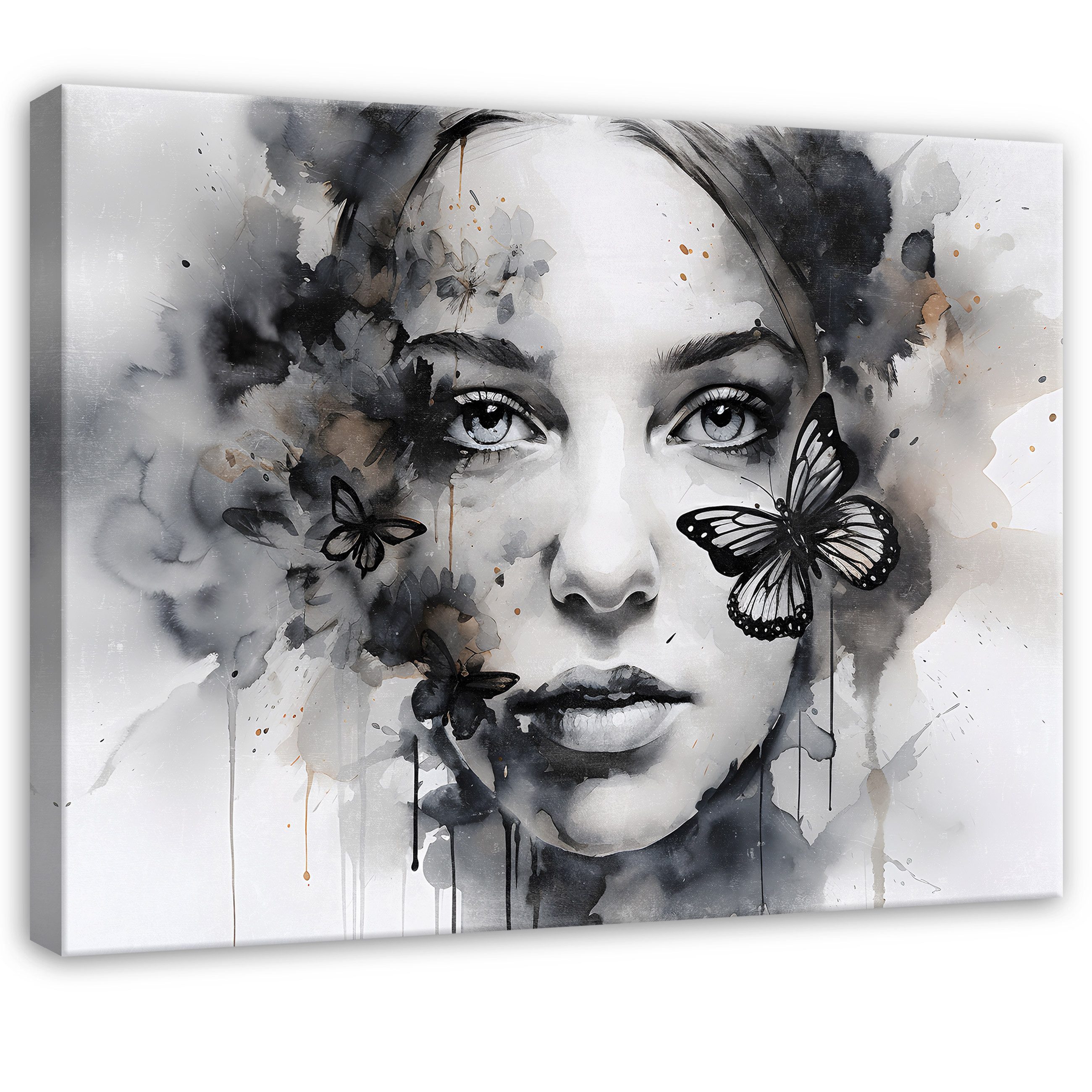 Wallarena Fototapete Frau Gesicht - Grau - Elegant - Vlies - Schlafzimmer, glatt, 40x30x2cm