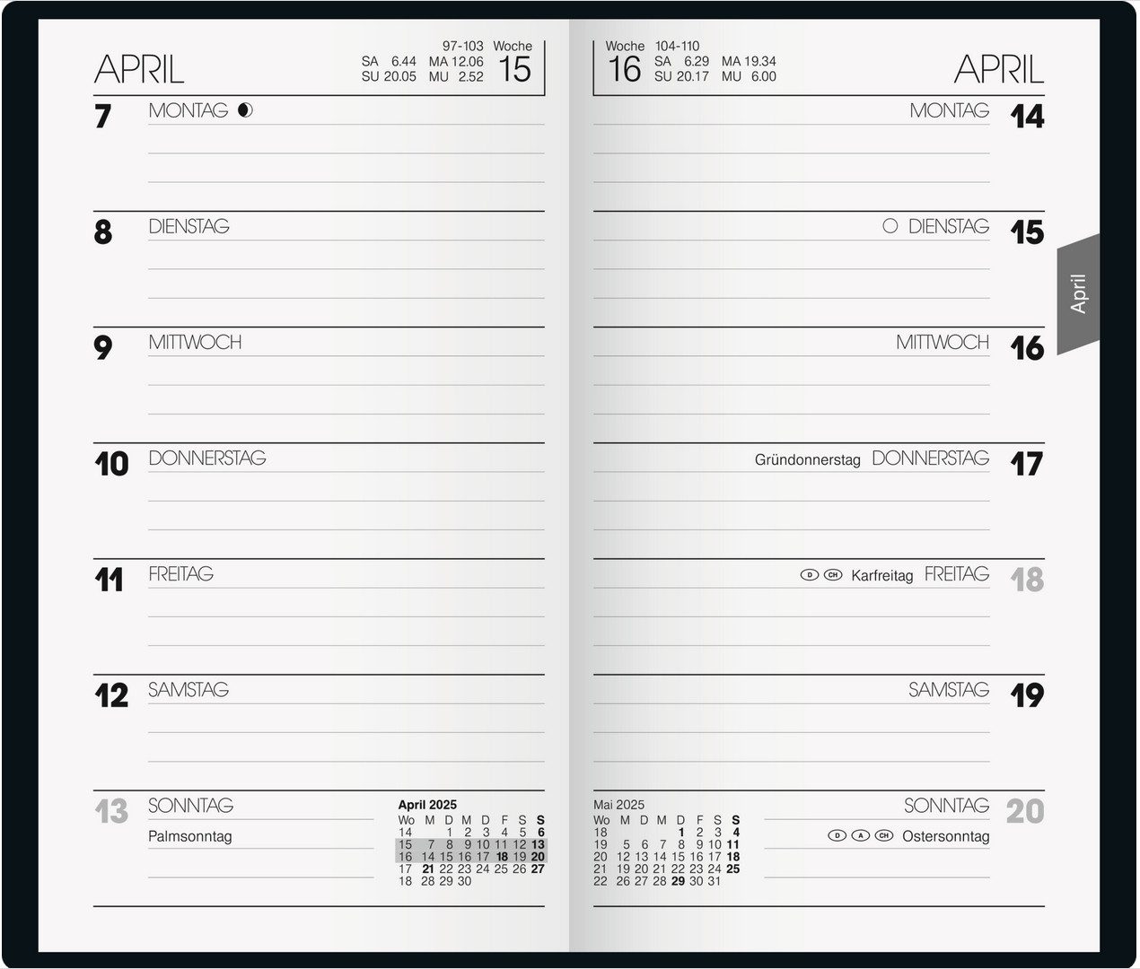 BRUNNEN Taschenkalender Taschenkalender 758 8,7x15,3cm 1 Woche/Seite Karton braun 2025