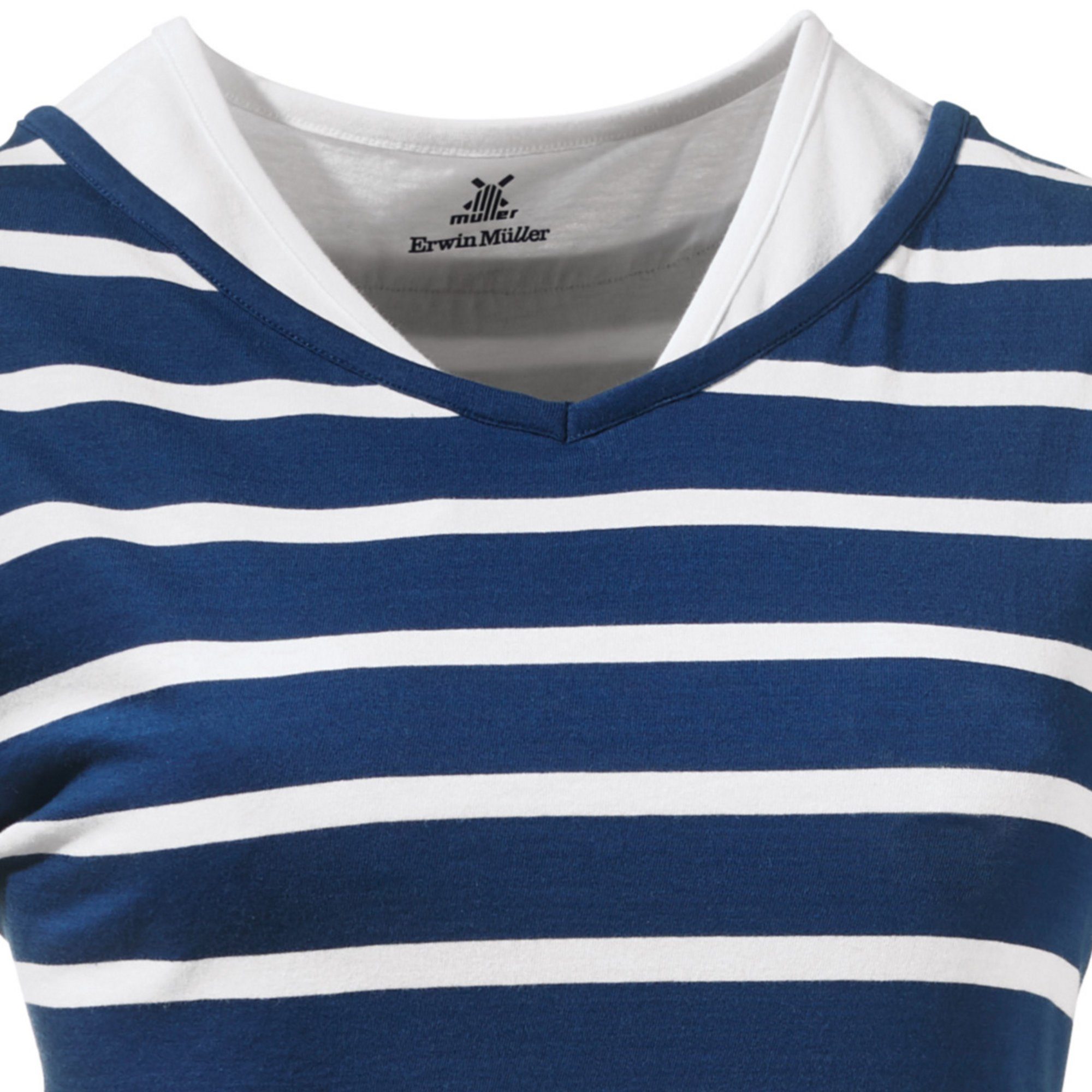 Erwin Müller Pyjama Damen-Schlafanzug Single-Jersey Streifen