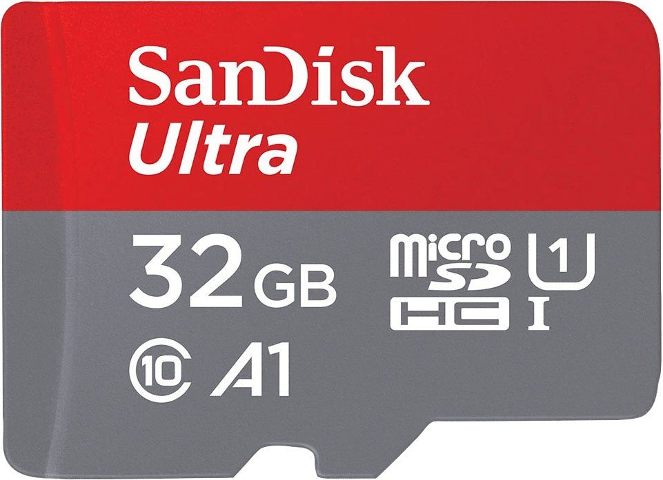 Sandisk microSDHC Ultra 32GB (A1/UHS-I) + Adapter Speicherkarte (32 GB, Class 10, 120 MB/s Lesegeschwindigkeit)