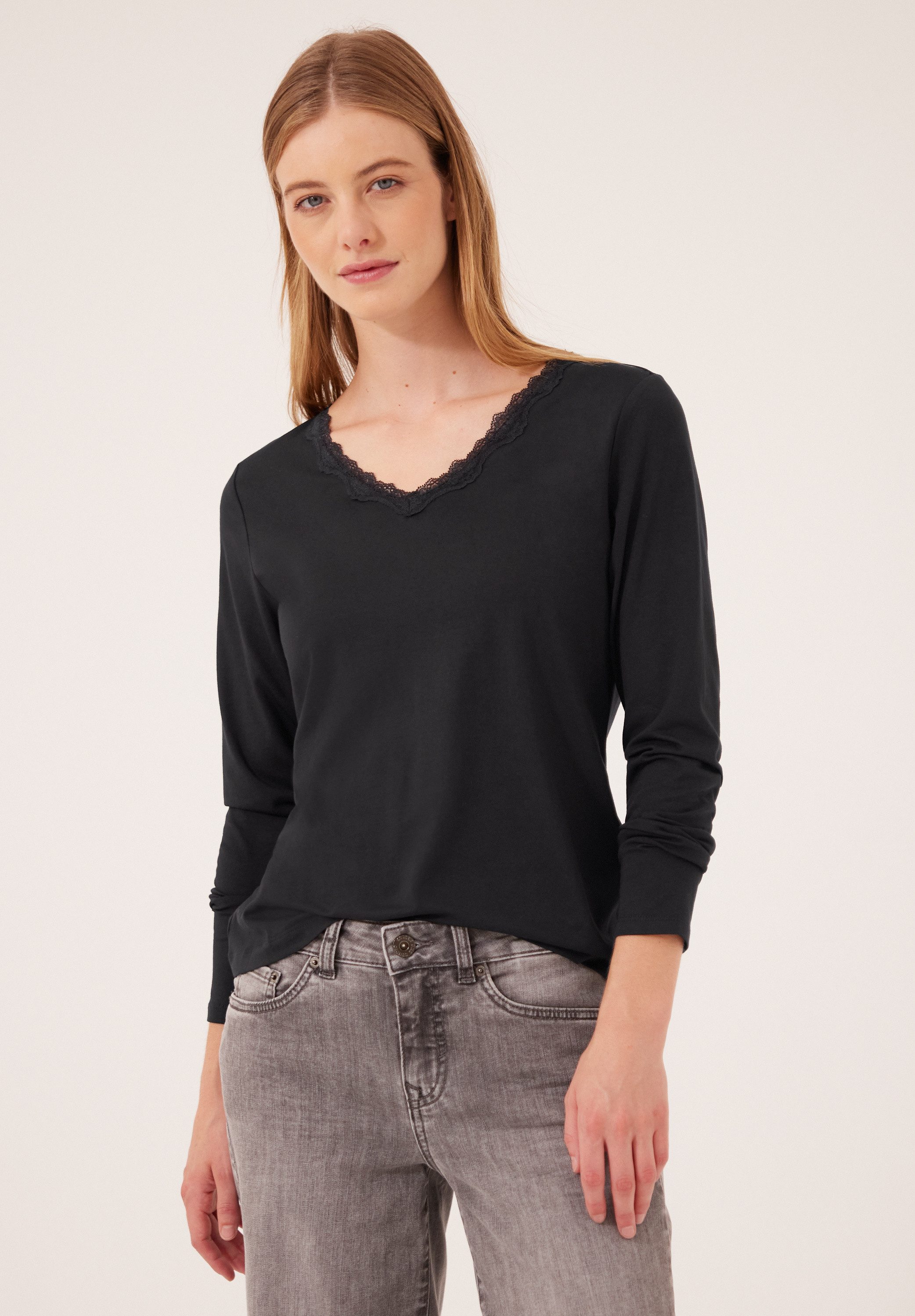 STREET ONE STUDIO Langarmshirt mit Spitzendetails