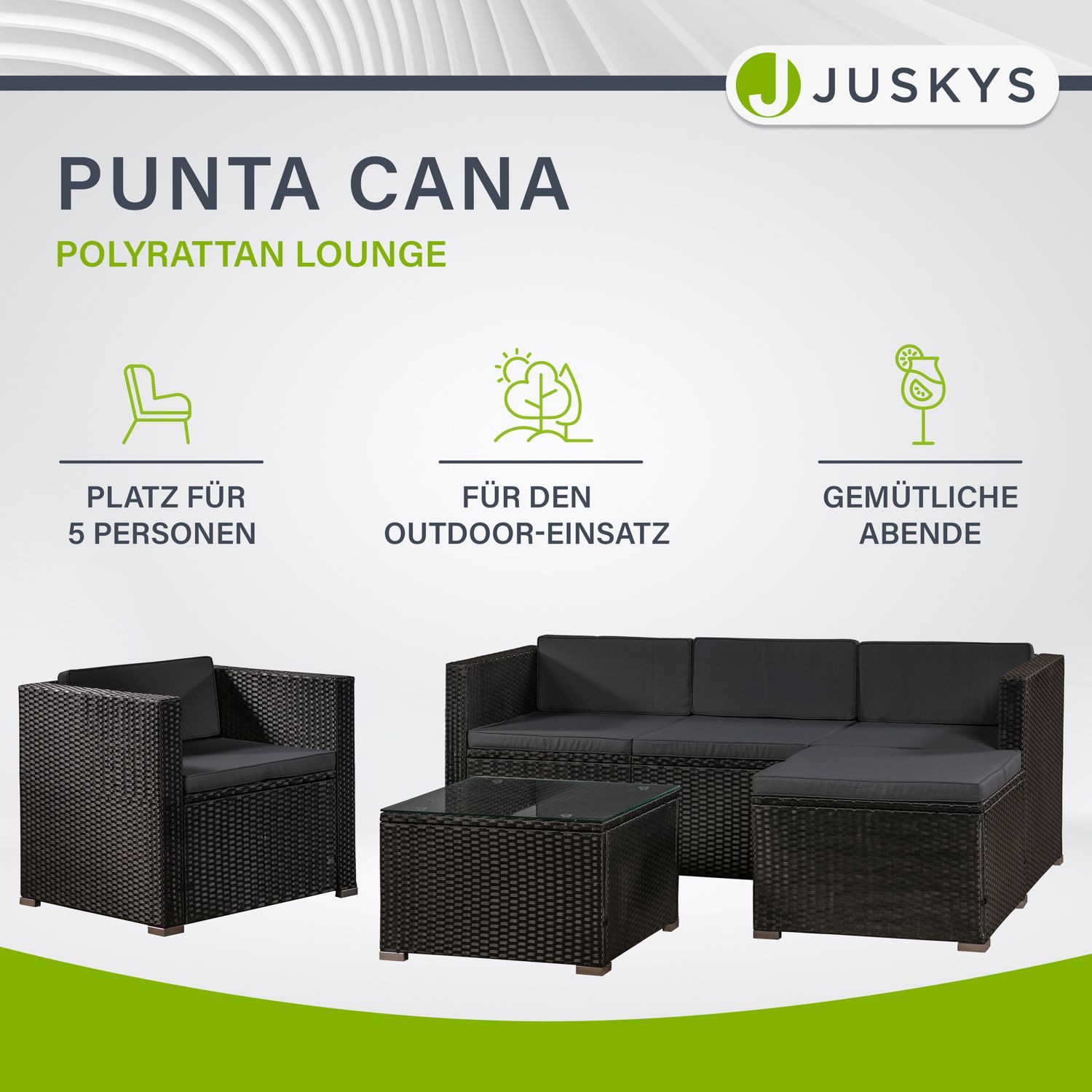 Juskys Gartenlounge-Set Punta Cana, (Set, Sitzgruppe), Polyrattan Sitzgarni günstig online kaufen