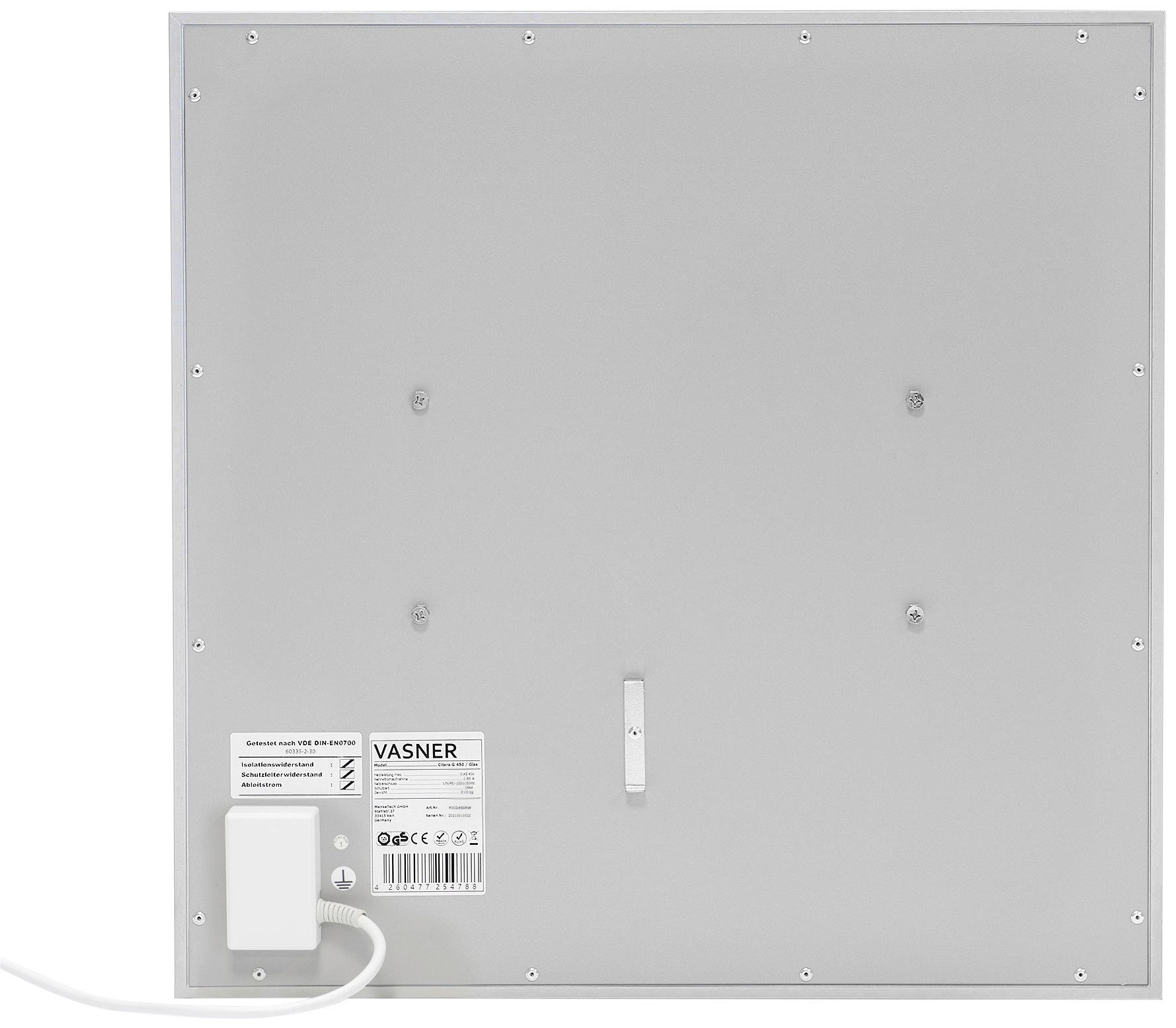 Vasner Infrarotheizung Glas mit Rahmen grau, 300 W, Citara G, Infrarot Glasheizung, IP44 Bad geeignet